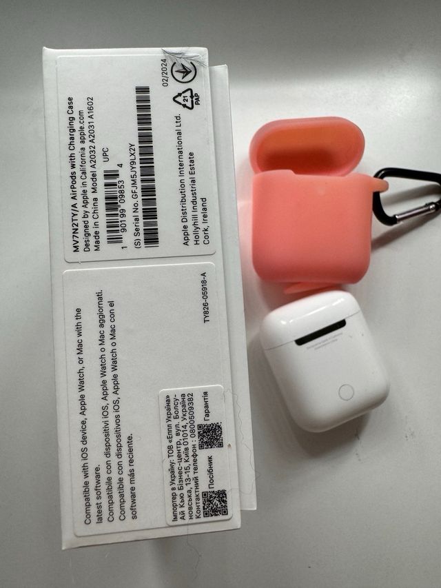 AirPods 2 con cargador, estuche y caja