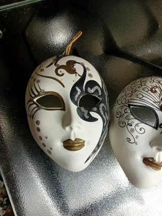 Coppia Maschere Veneziane Decorate