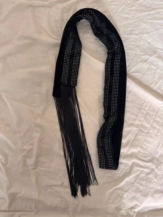 Zara bufanda larga de velour / velvet negro