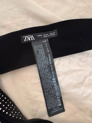 Zara bufanda larga de velour / velvet negro