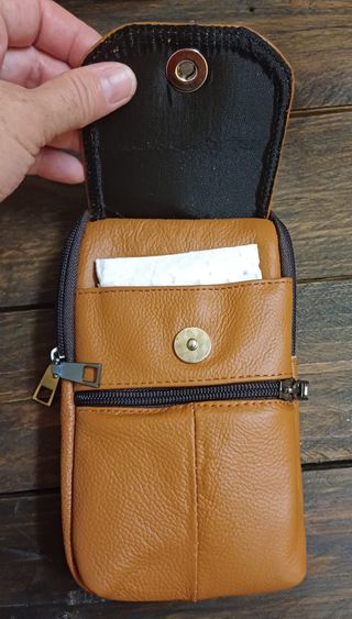 Bolso de cuero auténtico riñonera 18x10x6cm