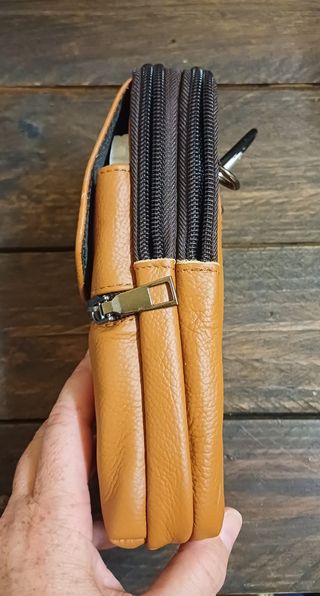 Bolso de cuero auténtico riñonera 18x10x6cm