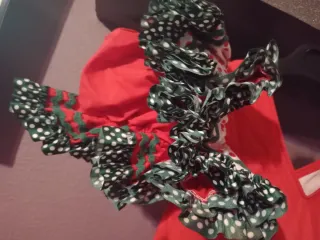 Traje de flamenca rojo y verde