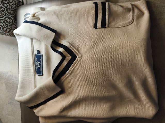 Camiseta Crew Beige con Raya Azul