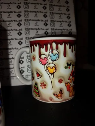 Taza Mickey Mouse Navidad 3D + TU NOMBRE en el asa