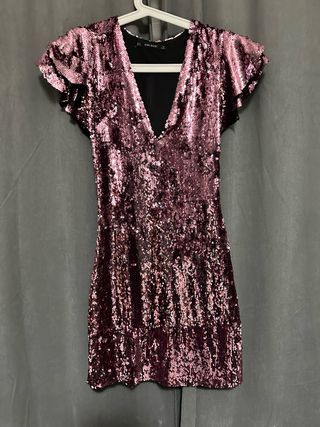 Vestido corto lentejuelas Zara XS