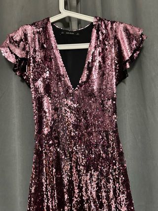 Vestido corto lentejuelas Zara XS