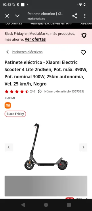 Patinete Xiaomi Electric Scooter 4 Lite 2ndGen