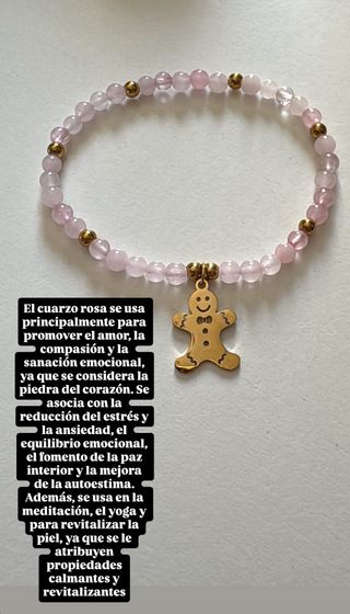 Pulsera Cuarzo Rosa y Dorado