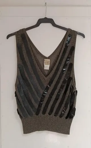 Crop top de punto vintage con lentejuelas, años 90