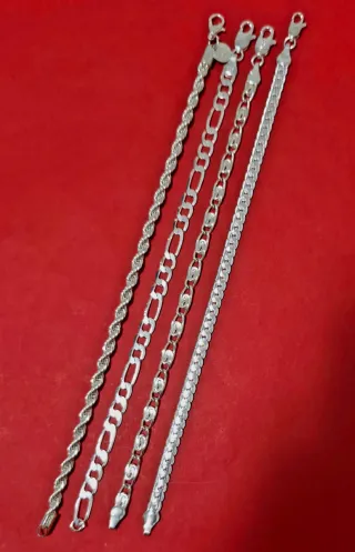 4 Pulseras de Plata 925 - 18/20 cm - Clasicos