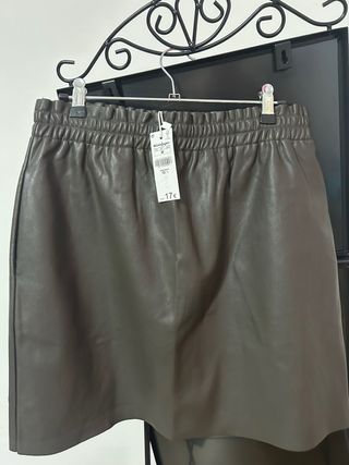 Falda Unit efecto piel marrón Talla M