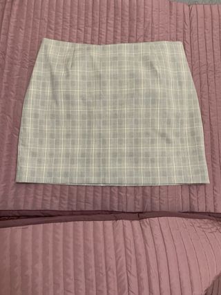 Falda H&M cuadros gris y blanco