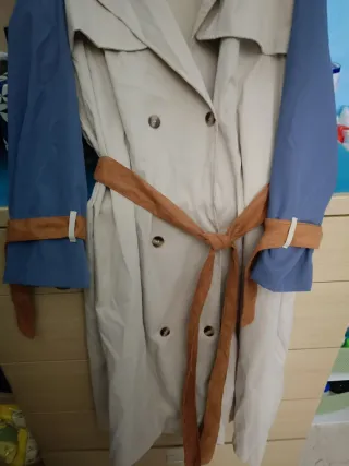 Gabardina Shein Mujer Talla 4XL Beige/Azul.