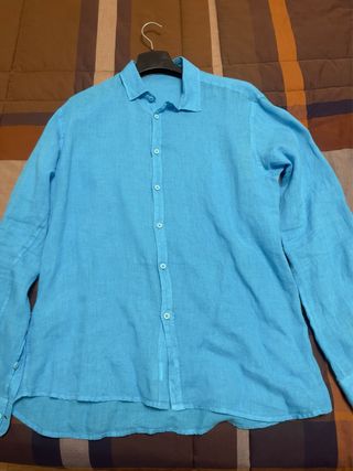 Camicia Lino Azzurra Uomo
