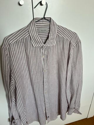 Camisa SCALPERS rayas marrón y blanca T42