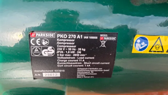 Compresor Parkside PKO 270 A1 25L