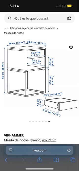 Mesita de noche VIKHAMMER IKEA 2 uds
