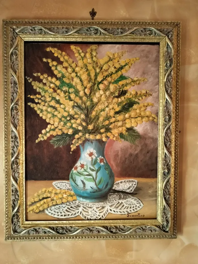 Quadro con Mimose e Cornice Dorata