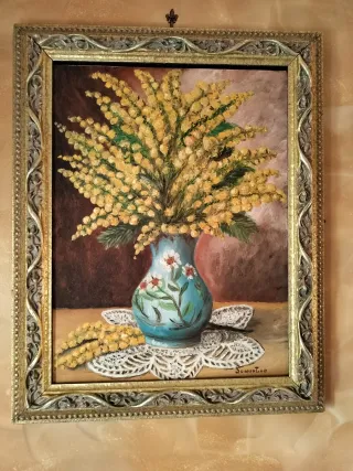 Quadro con Mimose e Cornice Dorata