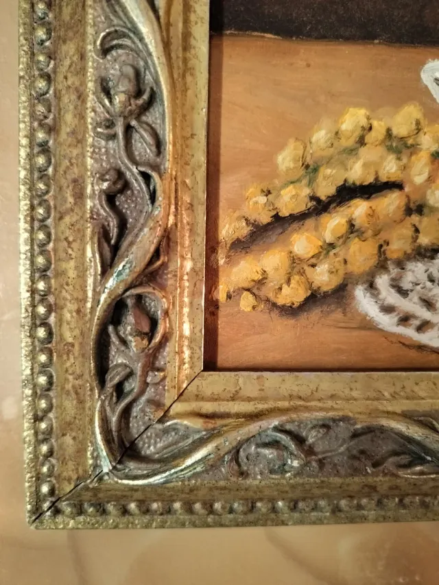 Quadro con Mimose e Cornice Dorata