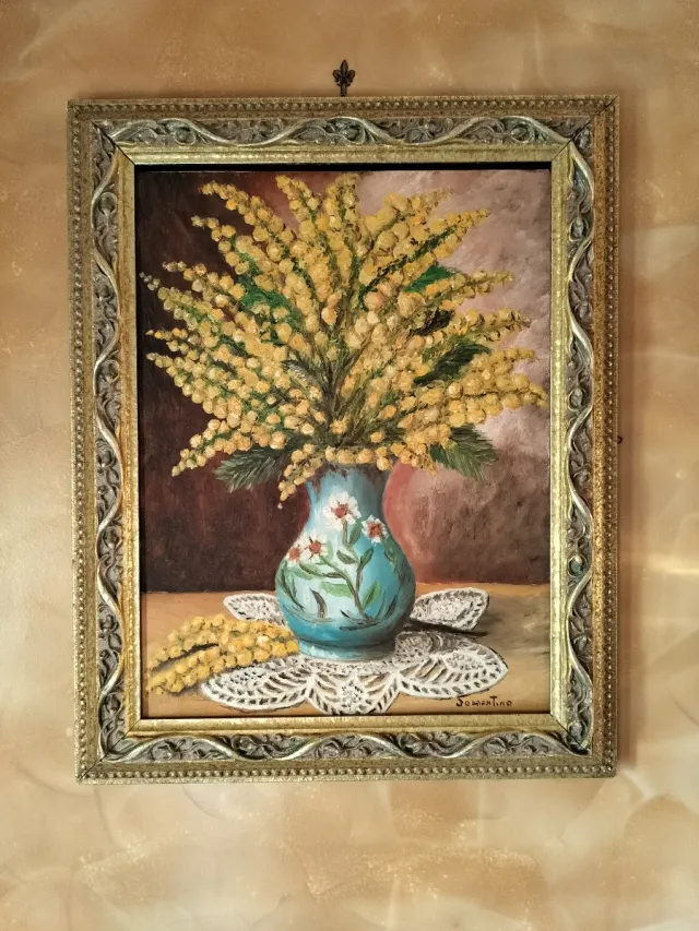 Quadro con Mimose e Cornice Dorata
