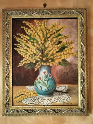 Quadro con Mimose e Cornice Dorata