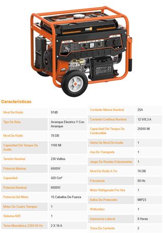 GENERADOR 6500W - ARRANQUE ELÉCTRICO