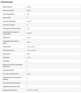 GENERADOR ELÉCTRICO GASOLINA 2900W