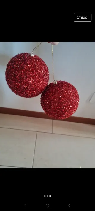 Addobbi Natale Palline Rosse Glitter
