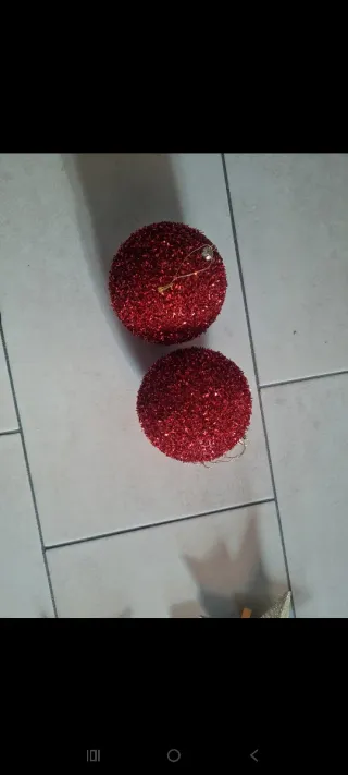 Addobbi Natale Palline Rosse Glitter