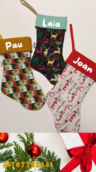 Calcetín navideño personalizado Pau Laia Joan