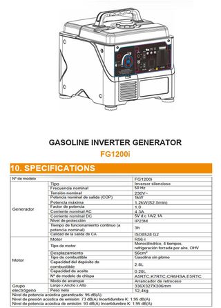 GENERADOR INVERTER 1200W GASOLINA