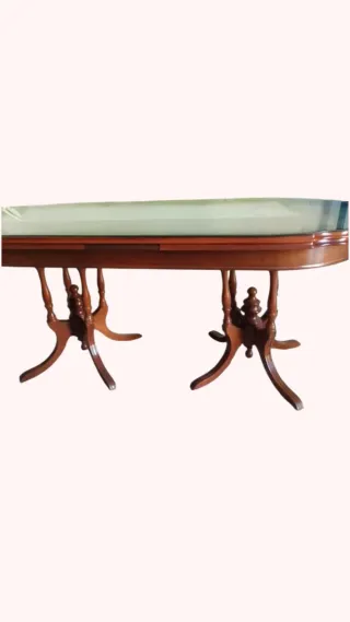 Mesa comedor ovalada madera años 90