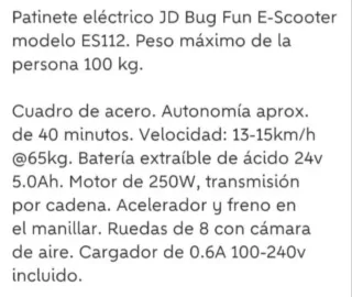 Patinete Eléctrico JDBUG Niños