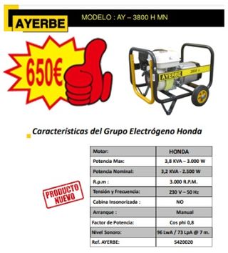 Generador AYERBE 3800H - 3000W