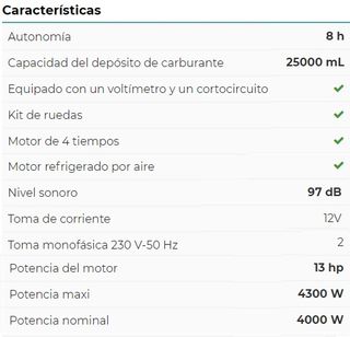 GENERADOR GASOLINA 4300W