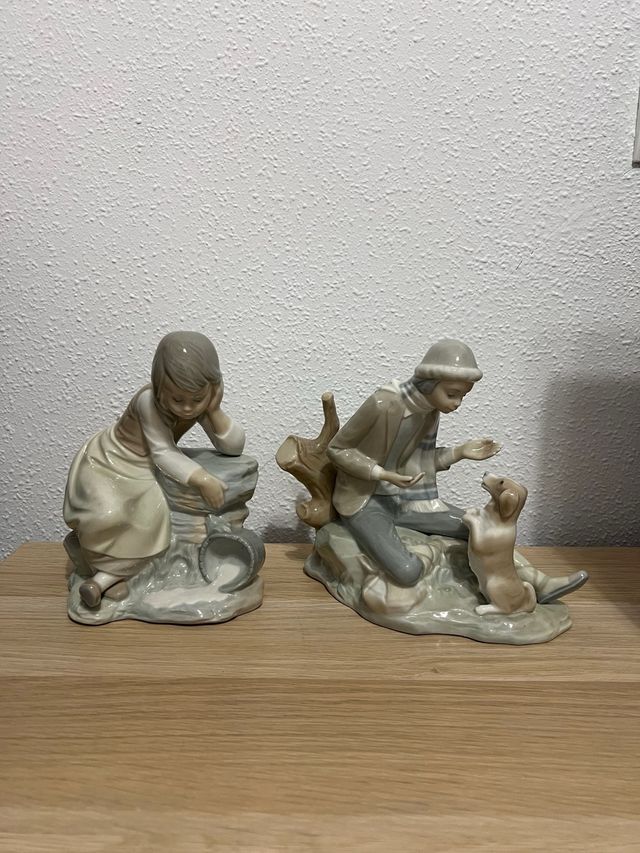 Figuras Lladro Niña y Niño con Perro