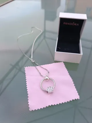 Charm Plata Pata de Perro Blanca para Pandora