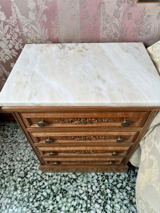 Dormitorio matrimonio madera y mármol