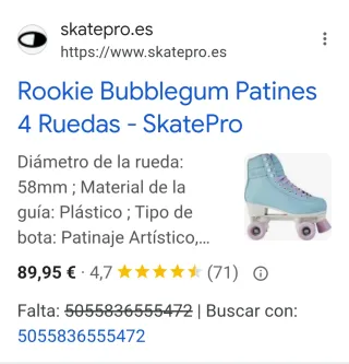 Patines artísticos Rookie 4 ruedas azul y lila