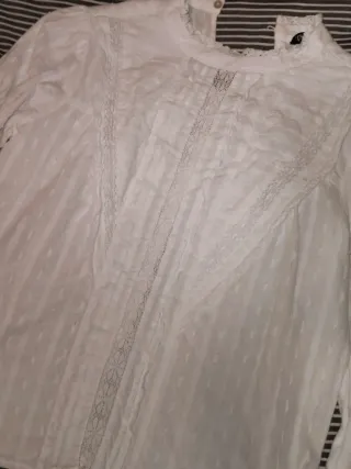 Camisa Zara Blanca Romántica