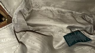 Mochila Ralph Lauren Camel Piel, medida 26,20,10.