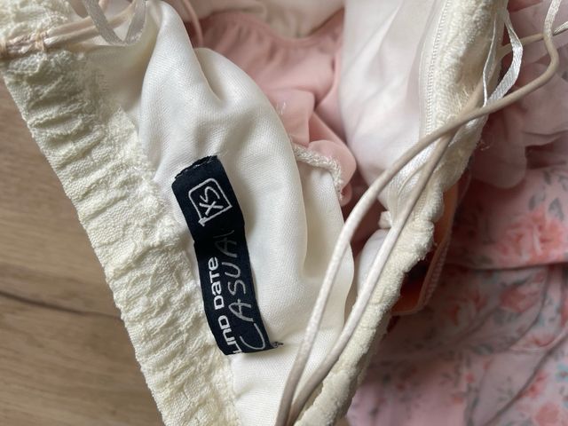 Vestido ceremonia/cóctel rosa y blanco