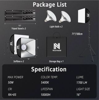 Kit 2 Softbox Iluminación Fotografía Niceveedi