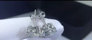 Pendientes 2CT Moissanita y Plata