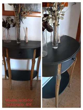 Mueble recibidor restaurado negro