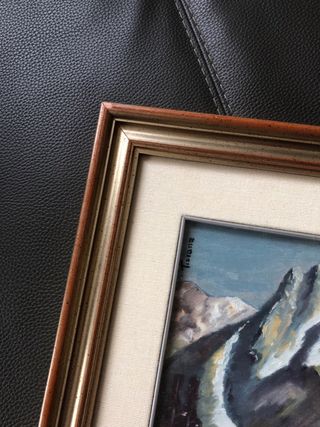 Quadro Montagna Lago Dipinto Mano Vintage