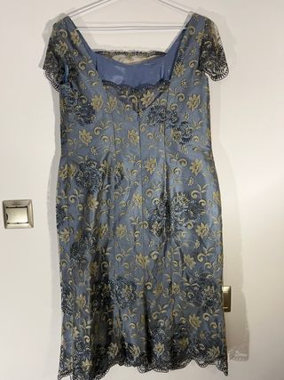 Vestido Franc Sarabia azul y dorado