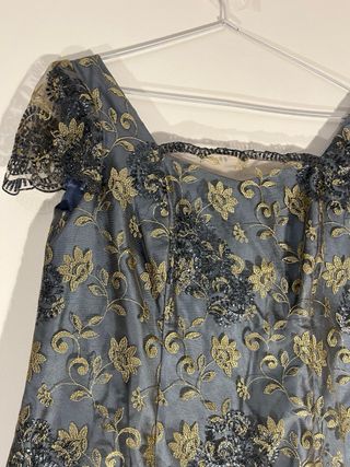 Vestido Franc Sarabia azul y dorado